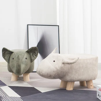 

Animal Shoe Change Stool Solid Wood Yijia Baby Cute Cartoon Sofa Round Stool Creative Elephant Child Small Bench