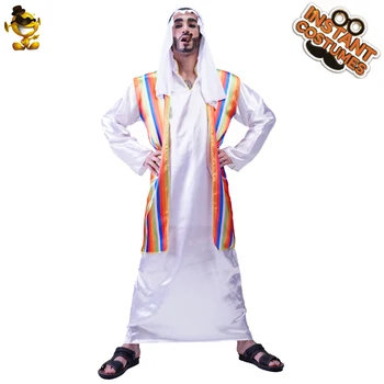 

Carnival Fancy Dress Men's Arab Pilgrim Clothing Adult Arab Rainbow Robe Performance Costume Roleplay Arab Pilgrim Costumes