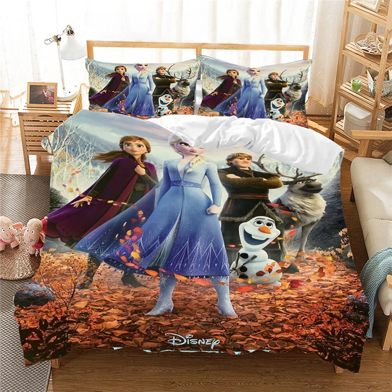 Комплект постельного белья Frozen Anna Elsa двуспальный комплект с пододеяльником и