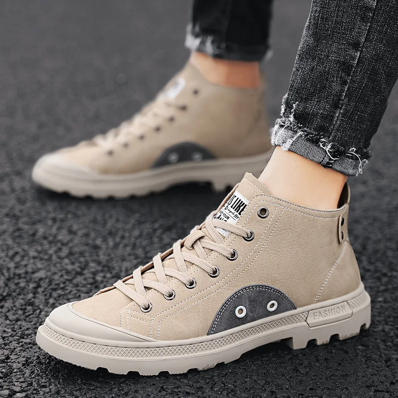 

2019 Autumn And Winter New Style Men Hight-top Casual Shoes Korean-style Students Microfiber Board Shoes Versatile Fashion Man S