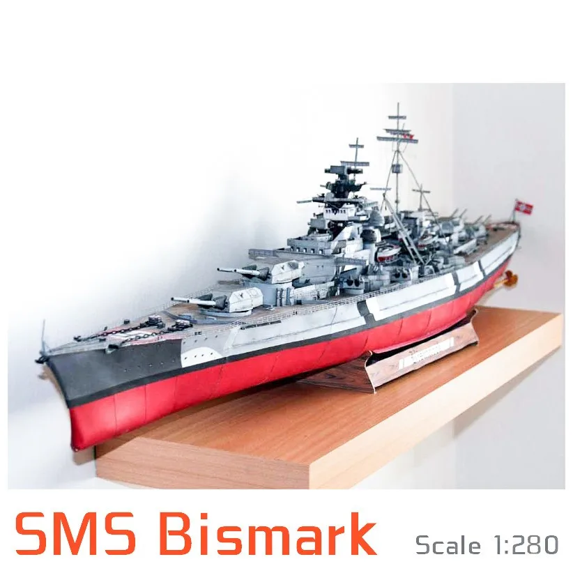 Paper Model German Bismarck Battleship Bismark GPM182 Full Version 1:280 Scale DIY Model Making Kits Birthday Gift for Kids' 3