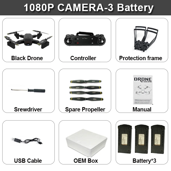 Дрон Sg700d 4k Дрон Hd Двойная камера Wifi передача Fpv оптический поток стабильная высота Квадрокоптер Rc вертолет Дрон камера Дрон - Цвет: 1080P Black 3B