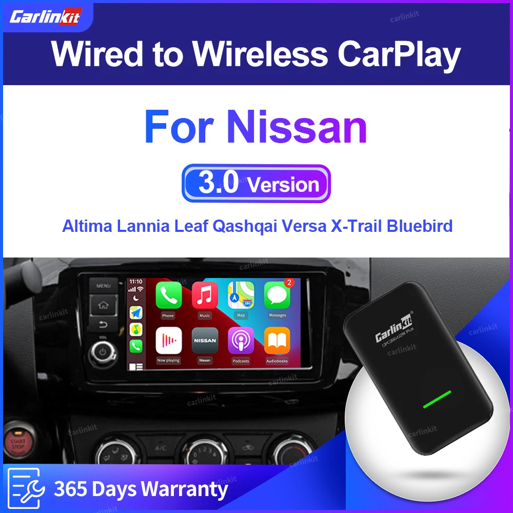 Carlinkit 3 Apple CarPlay беспроводной адаптер для Nissan Altima Lannia Leaf Qashqai Versa X-Trail Bluebird 2015-21 Car Plau Ai