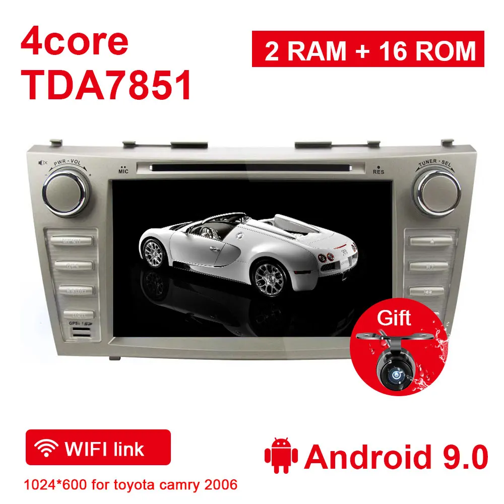 Eunavi 8 дюймов четырехъядерный 2 Din Android 9,1 dvd-плеер автомобиля Gps стерео для Toyota Camry 2006 2007 2008 2009 2011 с Bluetooth - Цвет: 2G 16G Android 9.0