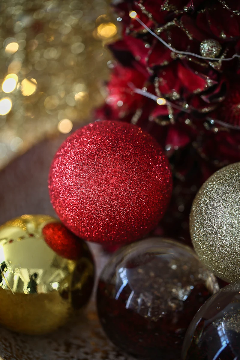 Miz украшения для рождественской елки, Золотой светильник, орнамент в виде пентаграммы, красный шар, Висячие вечерние украшения