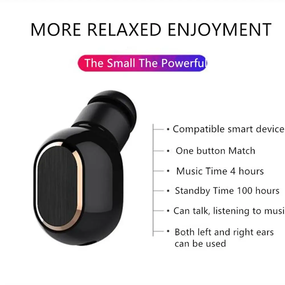 

Wireless Headset 5.0 Mini Invisible Waterproof Wireless In-Ear Subwoofer Bass Waterproof Earphone Single-Ear