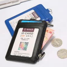 

PU Leather Material Double Sleeve ID Card Badge Case Clear Bank Credit Clip Holder Accessories