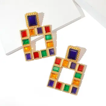 

AENSOA Fashion Vintage Multicolor Rhinestone Drop Earrings for Women Girls Engagement Party Charm Crystal Earrings Jewelry Gift