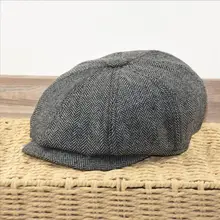 Мужская зимняя флисовая подкладка, полностью закрытый берет, облегающая плоская кепка, для папы, шерстяная фетровая Кепка Newsboy, мужская шапка размера плюс, восьмиугольная шапка 58 см, 60 см