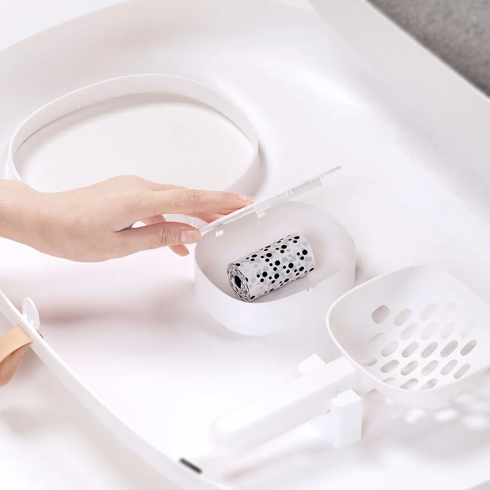 Cat Litter Box Semi-Closed Design with Scoops 23.7x18x15.2 in Luxury Big Smart Cat Litter Bedpans Sand Toilet Training Cat Ki Cat Litter Box Semi-Closed Design with Scoops 23.7x18x15.2 in Luxury Big Smart Cat Litter Bedpans Sand Toilet Training Cat Ki