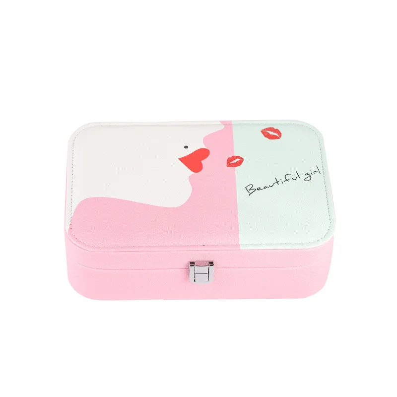 

Exquisite mini portable jewelry box European travel creative multi-functional Pu face jewelry storage box