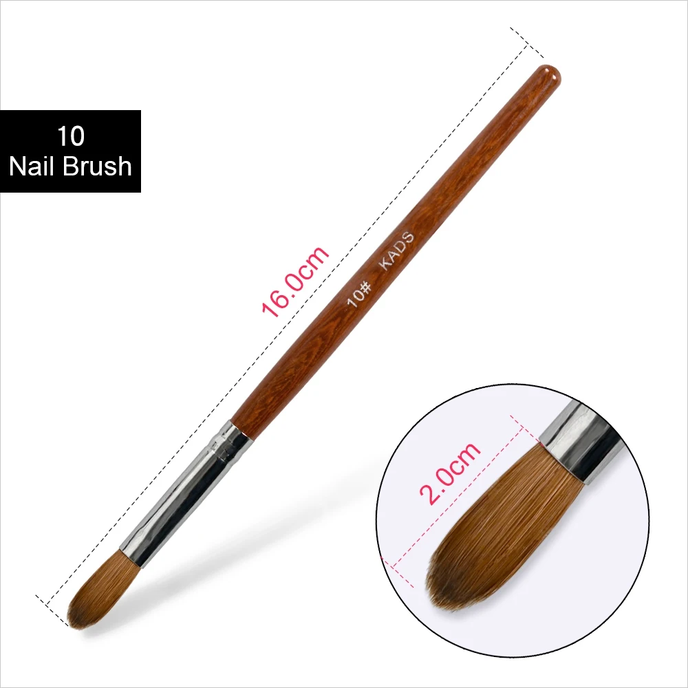 Brush Crimped 10 Kolinsky СОБОЛЬ акриловая кисть УФ гель Кисть-ручка для резьбы жидкий порошок сделай сам для рисования ногтей Плоская Круглая Красная деревянная кисть для дизайна ногтей - Цвет: Brush Crimped 10
