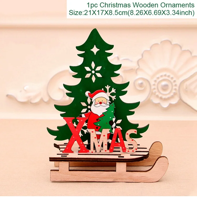 Орнамент с рождественской елкой рождественские деревянные рождественские украшения для дома Navidad рождественские украшения для стола счастливый год - Цвет: Large Santa Claus