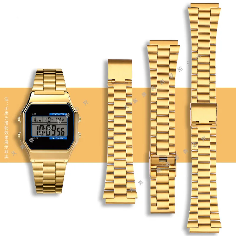 For Casio steel wristband a158 a159 A168 a169 b650 aq230 700 small gold watch Accessories