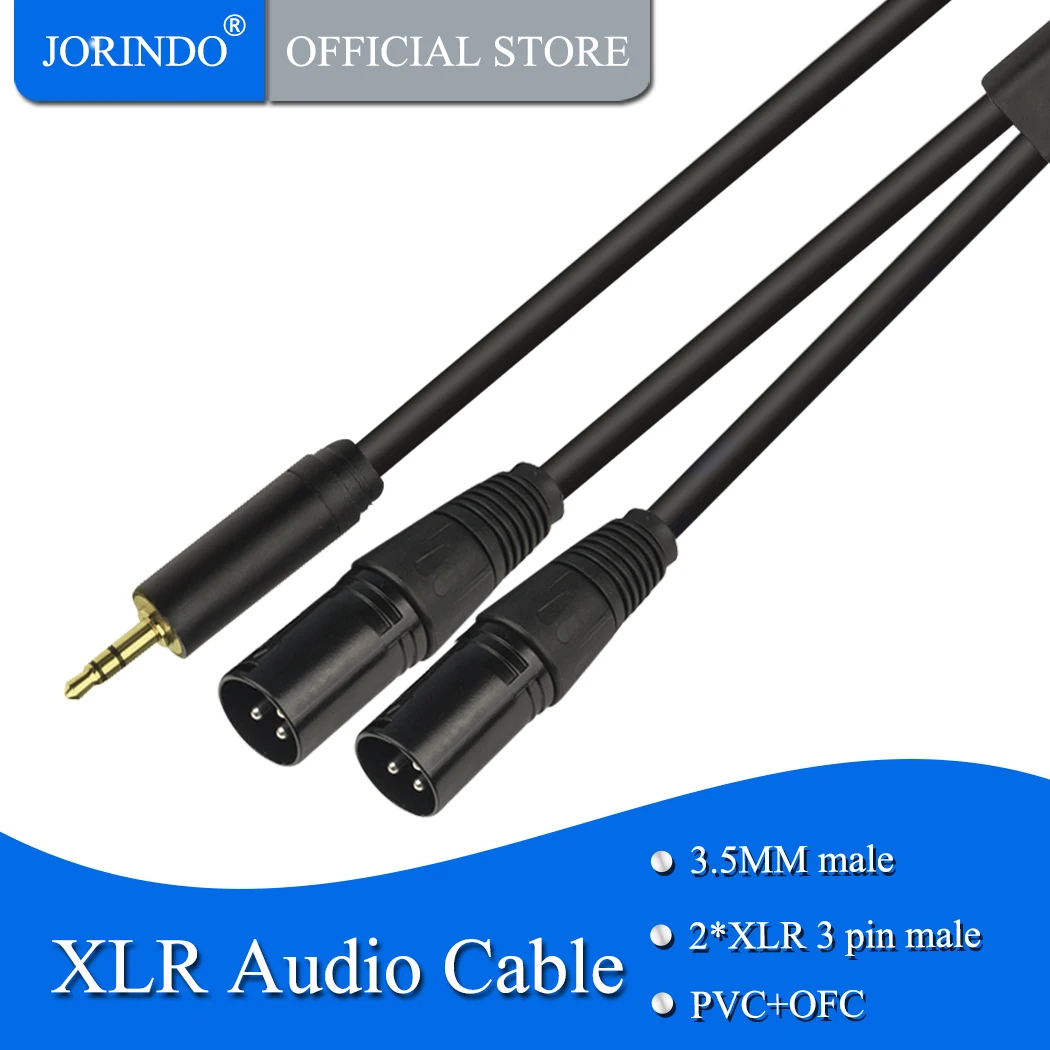 Аудиокабель JORINDO 0 5 м/1 64 фута 3 мм на 2 * XLR двойной 3-контактный разъем штекер кабель