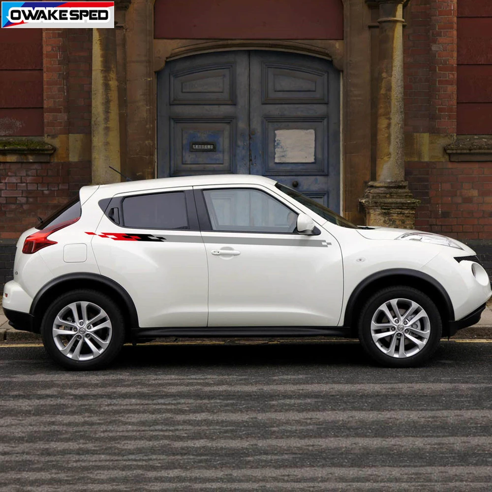 Для Nissan Juke Nismo гоночная решетка в полоску, автомобильные линии талии, наклейка, авто кузов, дверь, боковой декор, виниловые наклейки, авто аксессуары