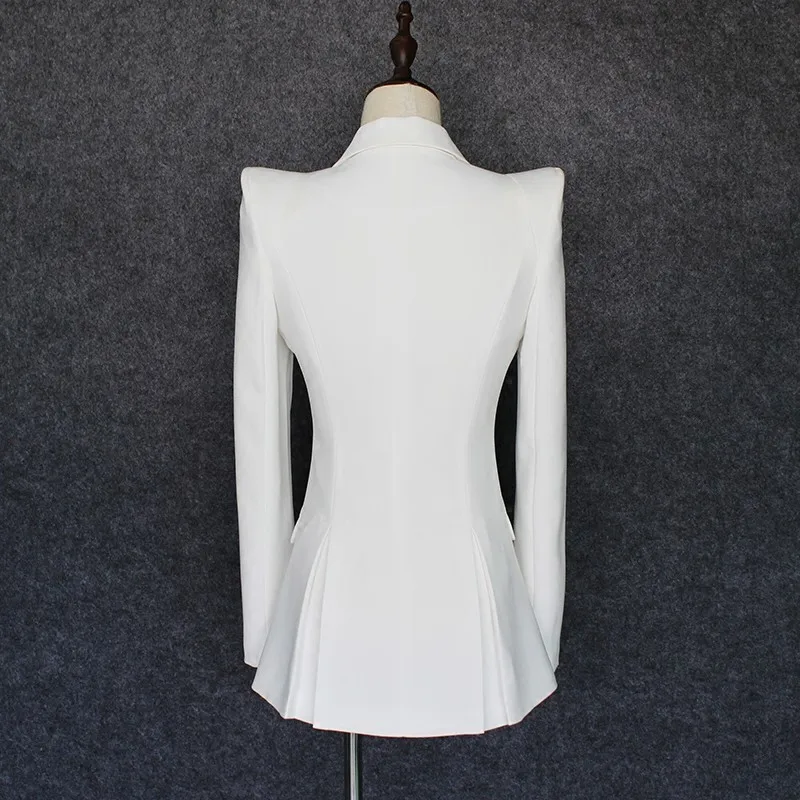 

High Quality 2020 New Women White Slim Fit Blazer Suit Single Button Notched Collar OL Jacket Slim Fit Office Work Suit Coats