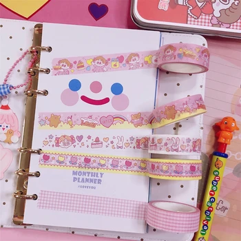 

Kawaii Korean INS Lovely Pink Girl Cake Grid Masking Washi Tape DIY Scrapbooking Diary Decoration Stationery Adhesive Tape
