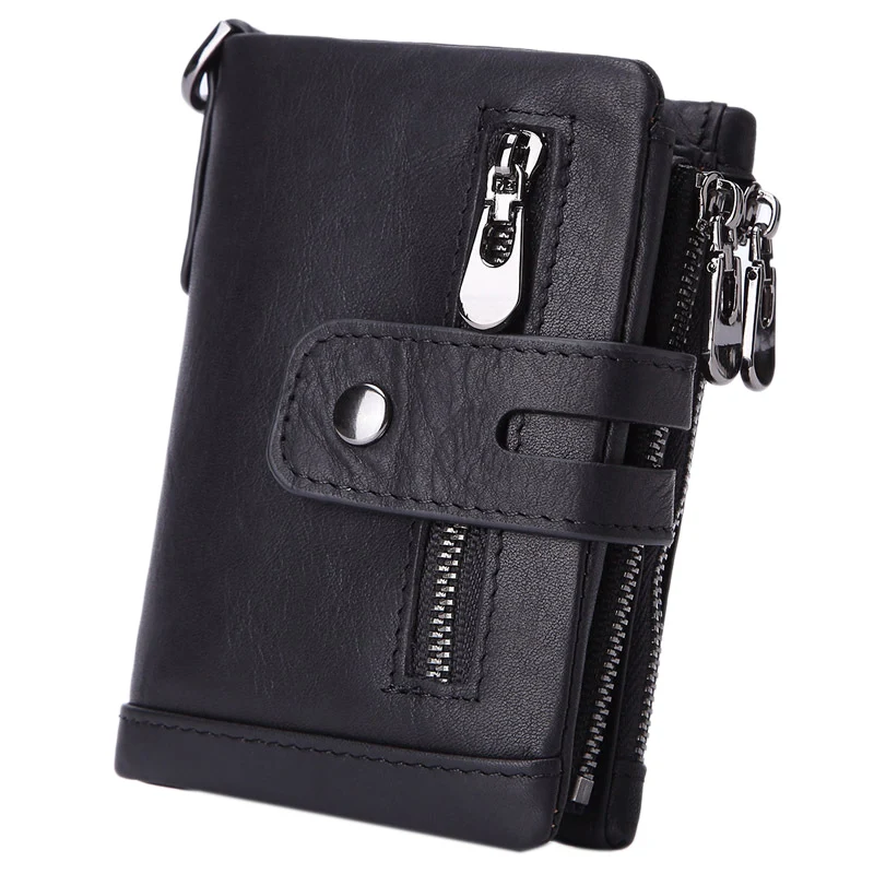 

MISFITS Men's Fashion Business Casual Multi-Card Short Leather Wallet Zipper Card Bag Purse
