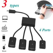 3 tipos micro usb/tipo c 3.1 otg hub 4 portas cabo de dados recarregável docking station acessórios do computador móvel