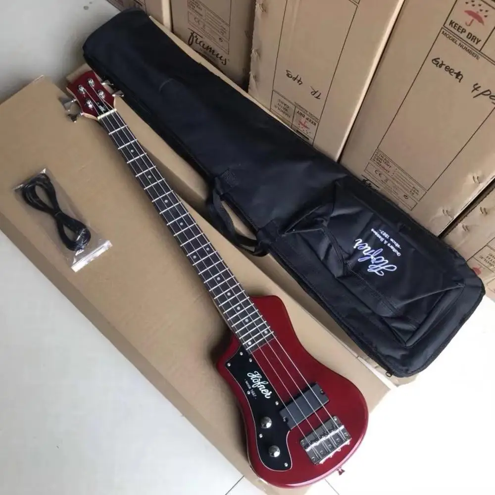 Мини бас lefty Hofner красный/черный для левой руки путешествий гитара портативный