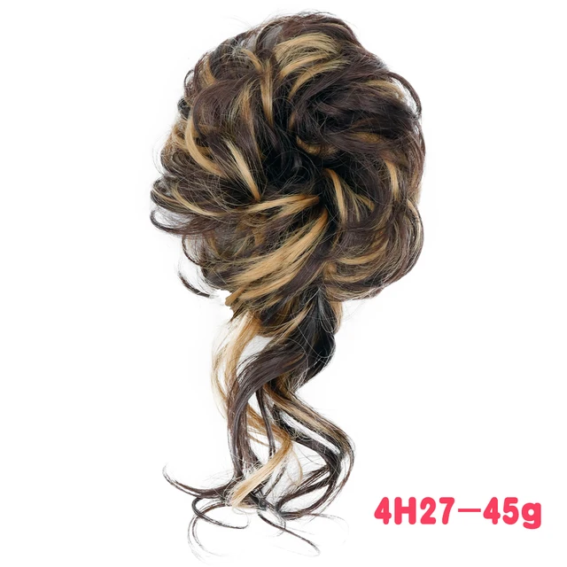 MERISIHAIR Synthetic Girls Curly Scrunchie Chignon With Rubber Band Brown Gray Hair Ring Wrap On Messy Bun Ponytails M-4h27