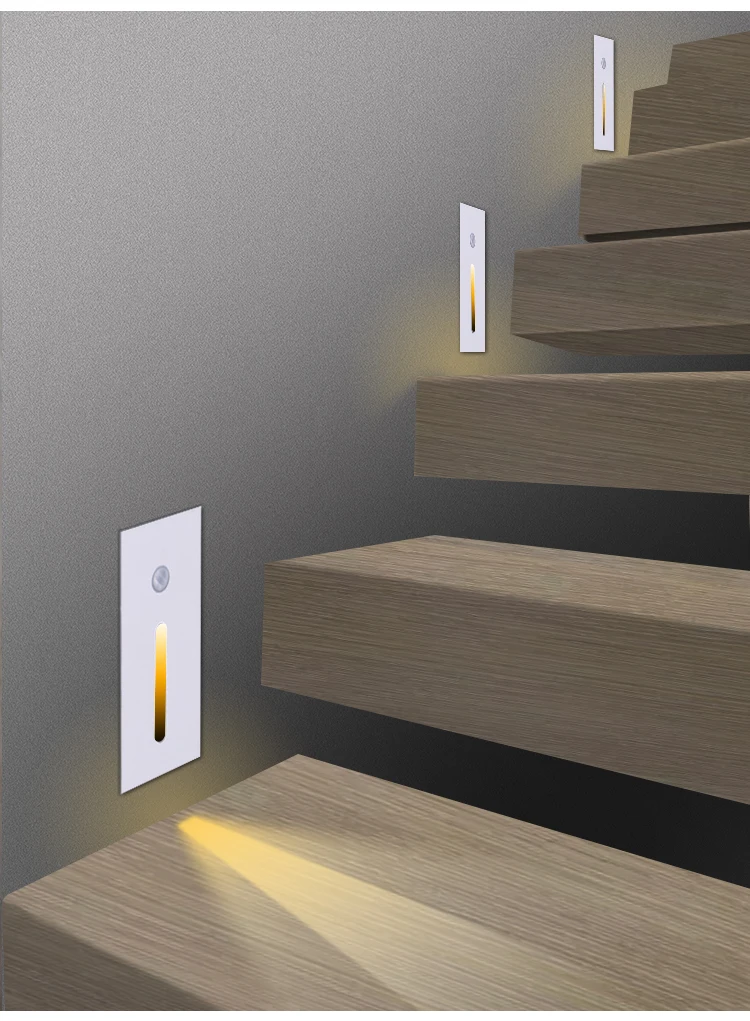 wall lights indoor CHILLGIO Indoor Sensor Stair Light Step Recessed In Aluminum PIR Motion Lighting Home Decoration 3W Corner Night Ladder LED Lamp sconce light fixture