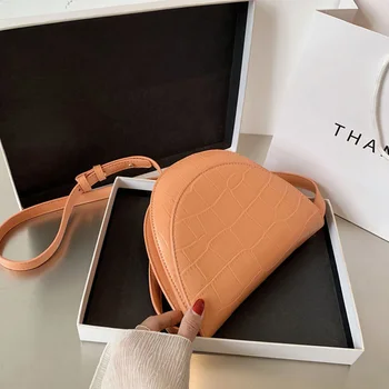 

Stone Pattern PU leather Crossbody Bag For Women 2020 New Fashion Solid Color Shoulder Bag Saddle Bag Wild Simple Ladies Handbag