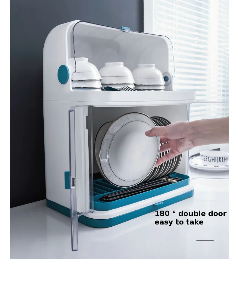 Household Plastic Kitchen Cutlery Storage Box Draining Bowl and Dish Shelf with Lid Double and Single Layer