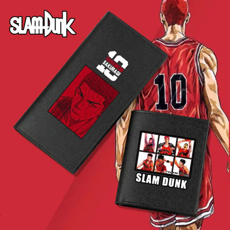 

New Anime Printing Wallet Slam Dunk PU Leather Money Clip Wallet Purses for Teens Students Boy Girls 2019