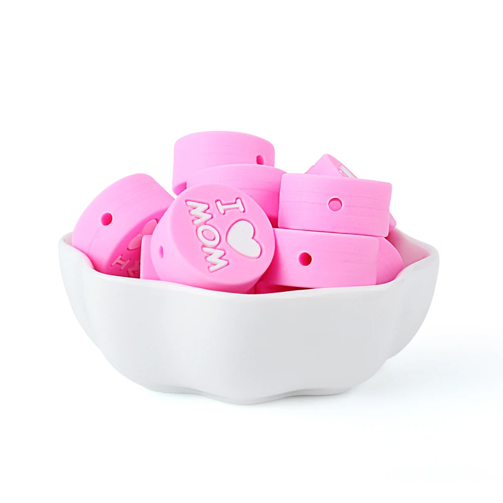 Pink-10pcs Keep& grow 10 шт Силиконовые Бусины I love mom Товары для детей игрушки для прорезывания зубов для изготовления ювелирных изделий DIY силиконовые бусины без бисфенола Mordedor - Цвет: Pink-10pcs