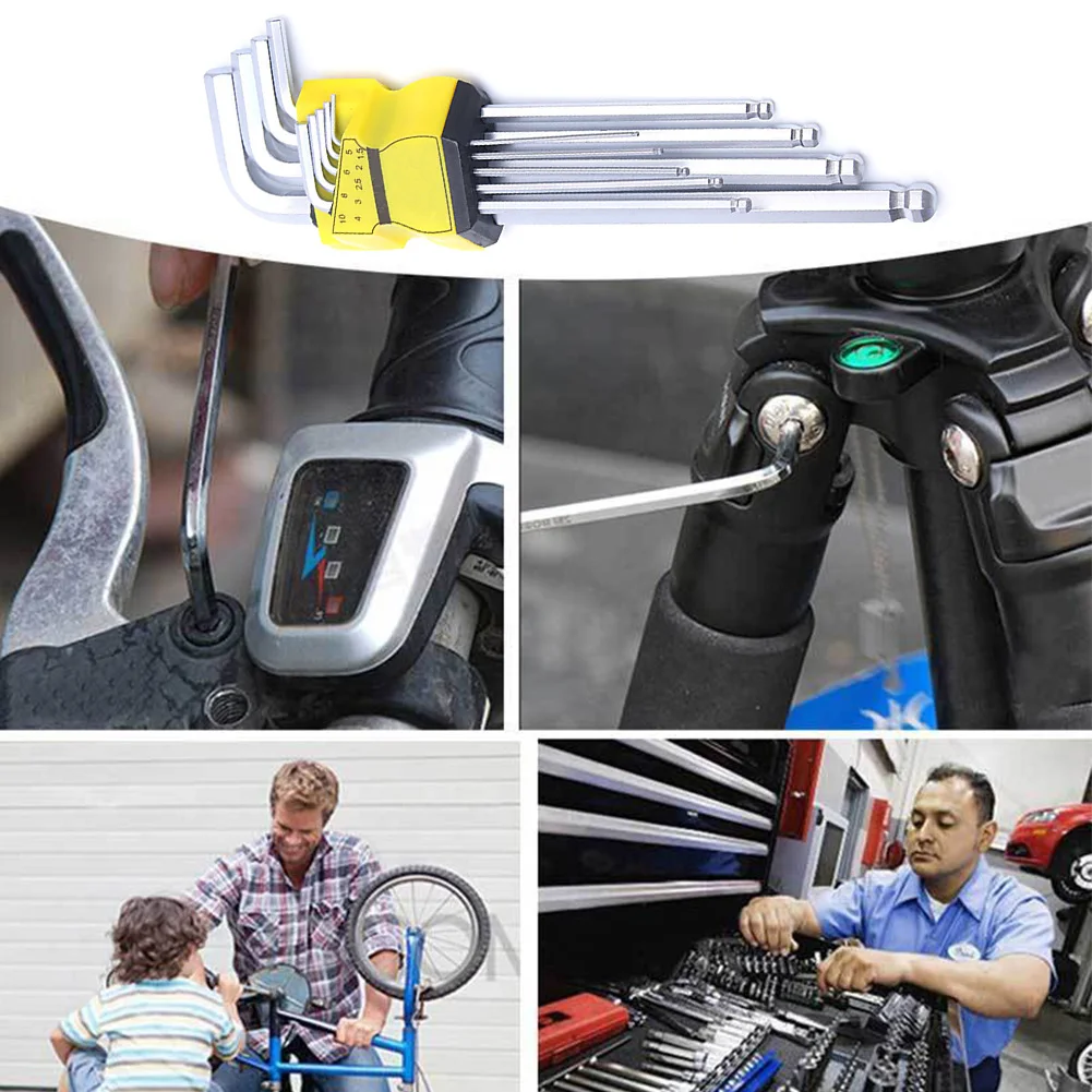 

9 Pcs/set Ball End Hexagon Torque Repair Tools Allen Hex Key Wrench L-type