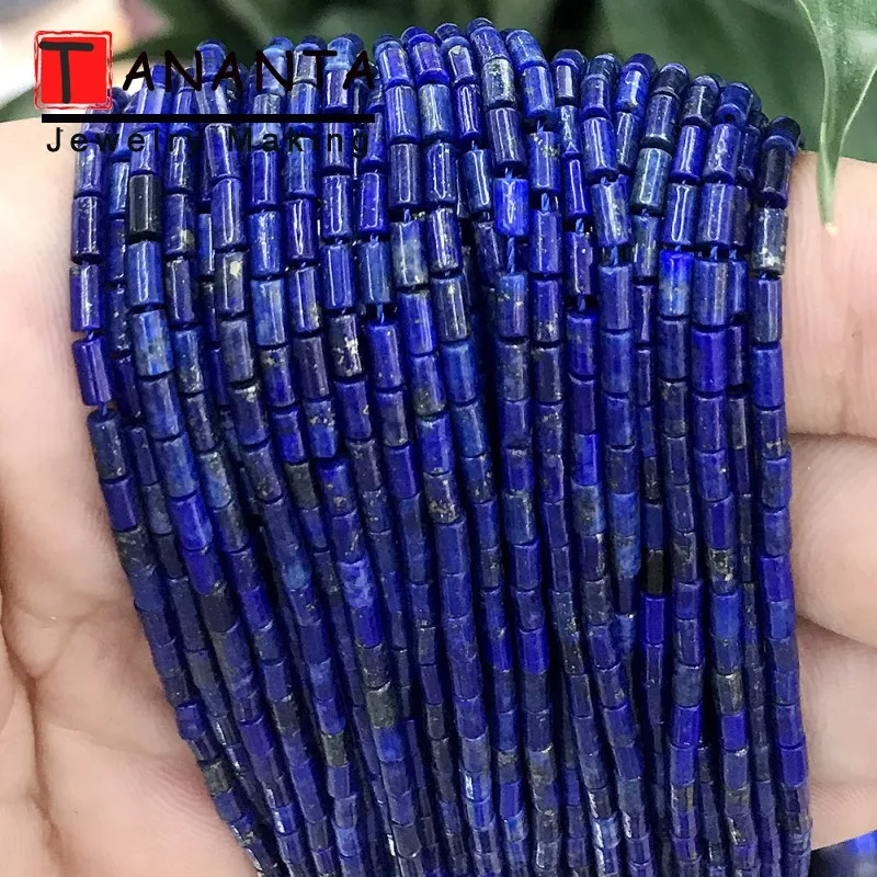 

4X2mm Blue Lapis Lazuli Column Natural Stone Beads Loose Stone Beads For Jewelry Making DIY Charm Necklace Men Bracelets 15 Inch