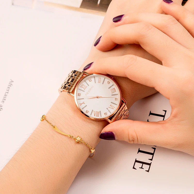 Женские модельные часы от роскошного бренда, модные водонепроницаемые женские наручные часы из нержавеющей стали - Цвет: Gold White