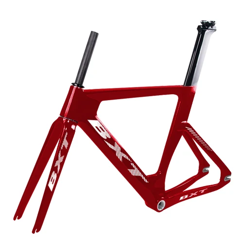 BXT дорожная велосипедная рама BSA односкоростная карбоновая велосипедная Рама 49/51/54/57 м 700c жесткая рама с 100*9 мм QR вилкой - Цвет: BXT full red