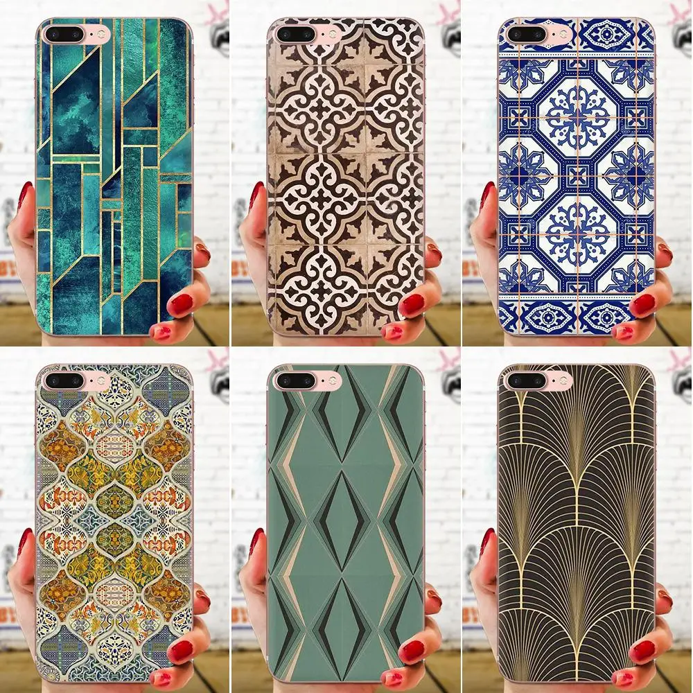 For Apple iPhone 11 Pro X XS Max XR 4 4S 5 5C 5S SE 6 6S 7 8 Plus TPU Case Mobile Morocco Art Deco Tile Map | Мобильные телефоны и