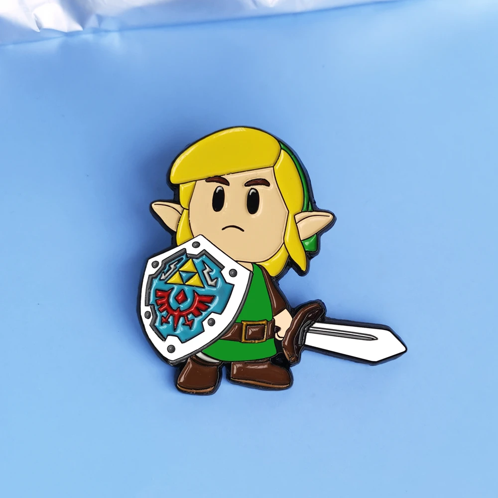 Эмалированная брошь The Legend of Zeldas значок в виде мультяшного щита воина | Украшения