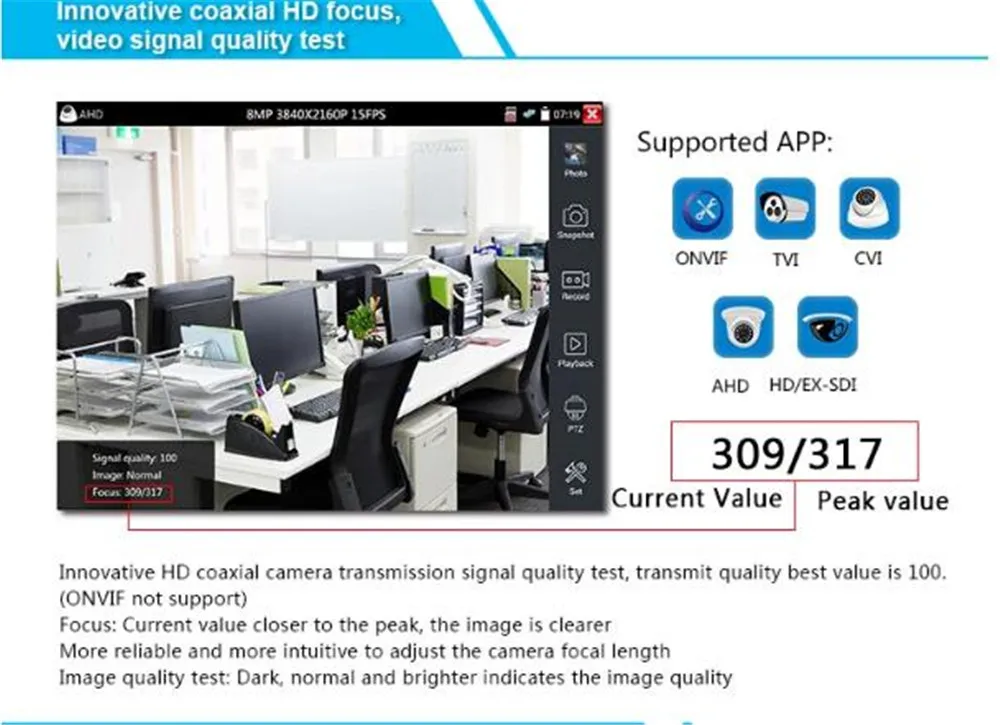 8 дюймов H.265 4K HD IP тестер систем Скрытого видеонаблюдения с дисплеем CVBS AHD CVI TVI SDI камера 8MP MultimeterOptical волокна VFL TDR WI-FI ONVIF HDMI Вход