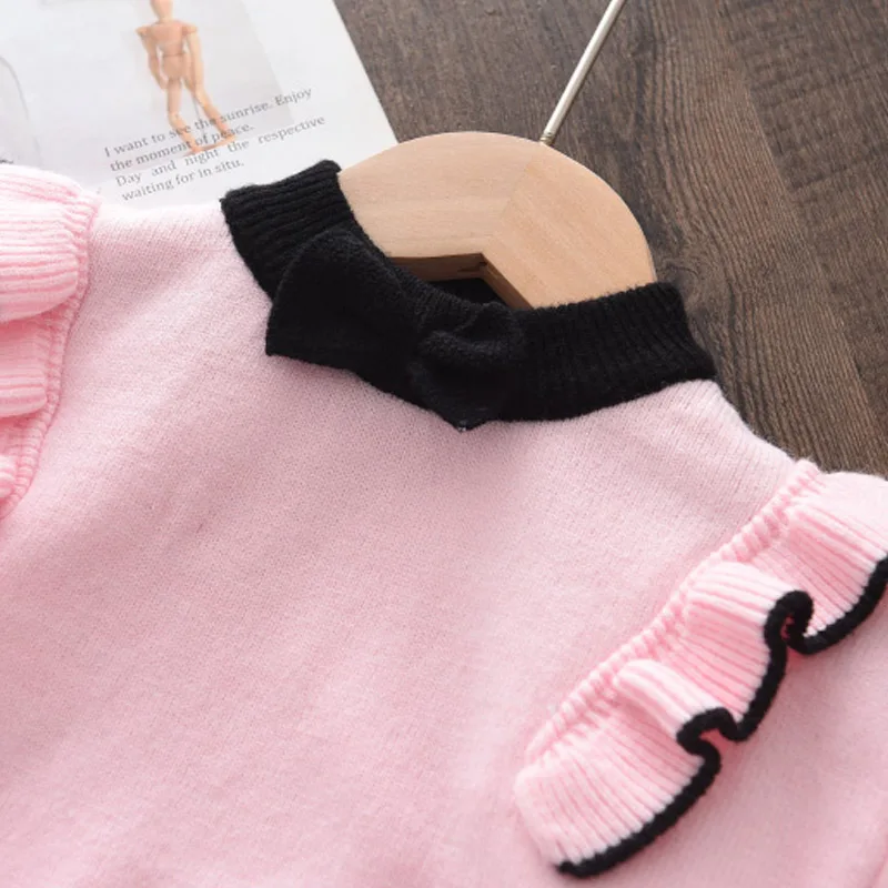 Melario Autumn Winter Fashion Girls Bow Knitted Thick Clothes Sets Kids Warm Long Sleeve Sweater Pants 2pcs Set Baby Girl Outfit