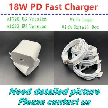 

50pcs Original 18W Fast Charging PD Charger for iPhone 11pro max Max iPad Pro Genuine USB Type C cable EU US Travel Power Adapte