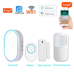 Tuya – système d'alarme sans fil pour maison connectée, wi fi, 58 sons, 433MHz, avec capteur de mouvement, détecteur sans fil, application Smart Life 