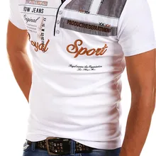 ZOGAA, летняя мужская Повседневная рубашка поло, рубашка для парня, для мальчиков, короткий рукав, с буквенным принтом, рубашка поло, мужская, v-образный вырез, тонкая рубашка-поло, новинка, 4XL