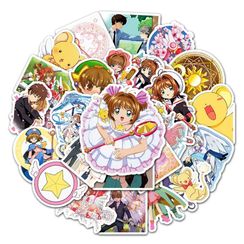 10/30/50pcs  Card Captor Sakura Anime  Sticker Kawaii Cute Cartoon Stickers Scrapbook Laptop Diy Kids Toys Pvc Decal  Stickers