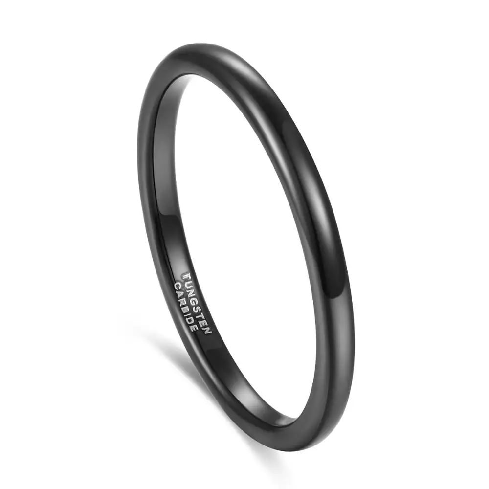 Black TIGRADE, вольфрам, 2 мм, тонкое кольцо для женщин, Полированное Серебро, Черное золото, розовое золото, 4 цвета, матовое модное женское кольцо, для ежедневных, вечерние - Цвет основного камня: Black