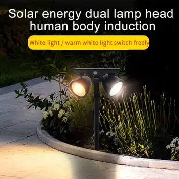 

Body Induction Outdoor Illuminate Yard Easy Install Lawn Lamp Garden ABS IP65 Waterproof Solar Powered Wall Mounted Double Heads