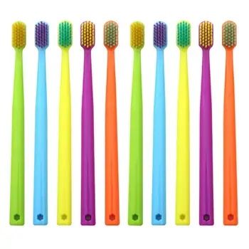

10Pcs/Set Adult Couples Bright Colorful Soft Fine Bristle Head Toothbrush With Hole Oral Hygiene Care Family Random Color