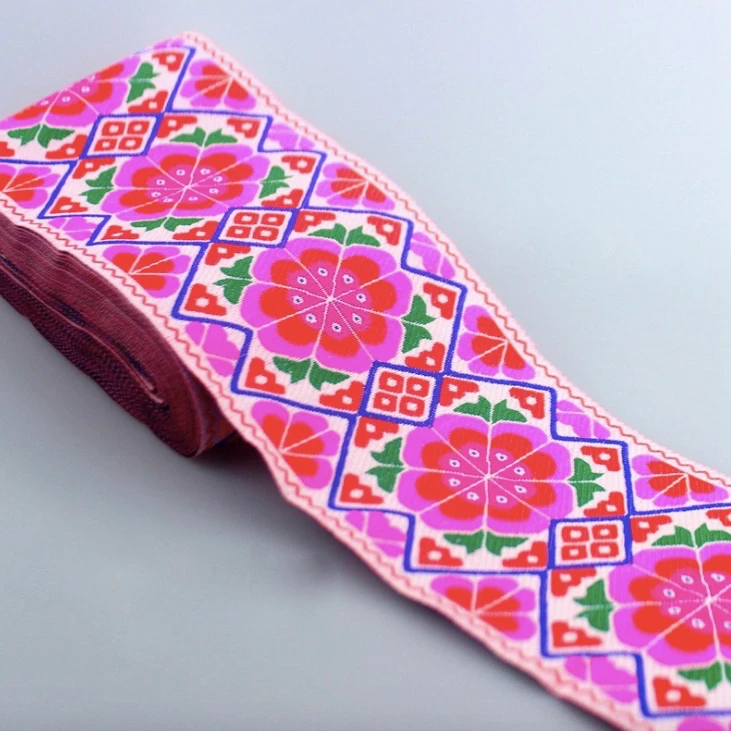 5yard Hmong Floral Embroidery Jacquard Webbing Lace Trim 10cm Ethnic Dress Tribal Tibet Ribbon Thai Boho Home Textile Deco Miao | Дом и сад