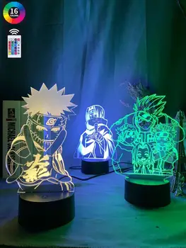 

Naruto Uzumaki LED night light acrylic material 3d lamp16-color touch switch with remote control Sasuke Kakashi Child Xmas Gift