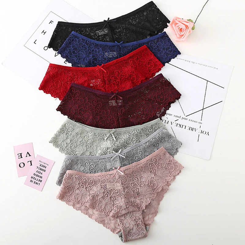 

1-5 pcs Sexy Lace Panties Women Fashion Cozy Lingerie Tempting Pretty Briefs High Quality Cotton Low Waist Cute Women Underwear