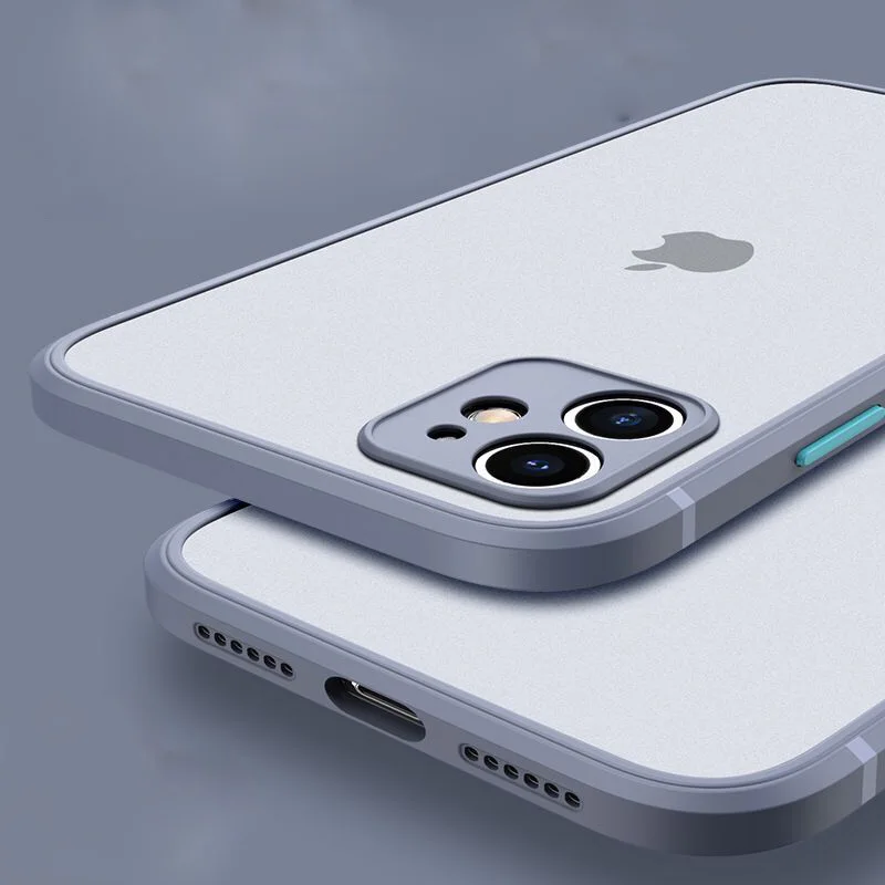 

Multicolor Straight Frame Phone Case For iPhone 11 Pro Max 7 8 Plus X XR XS Max SE2020 Matte Transparent Shockproof Cover Coque